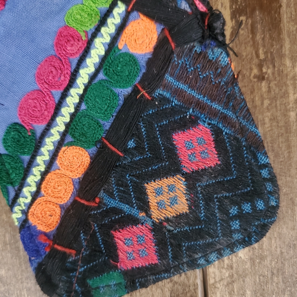 🍄🪬 Free People Boho Embroidered Repurposed vtg banjara hippie Wallet card case - Picture 11 of 16